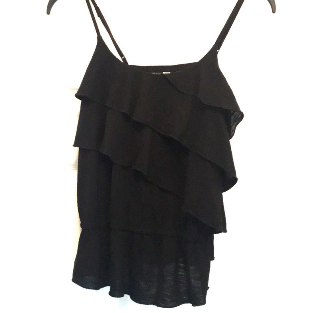 Xhilaration Black Ruffle Tank Top Size Medium